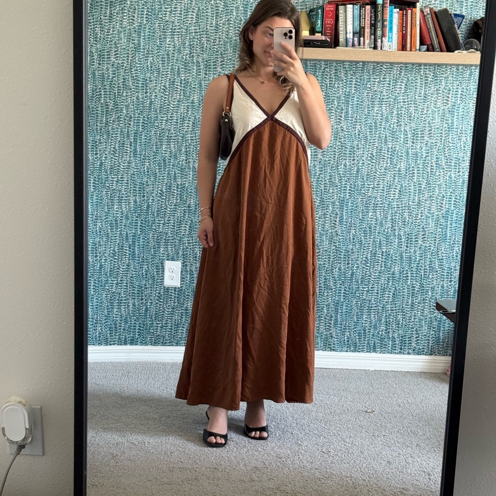 Sancia Naomi Brown and Cream Colorblock Maxi Dress size XL - Picture 4 of 4